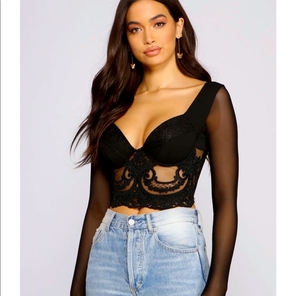 Lace Detail Crop Bustier